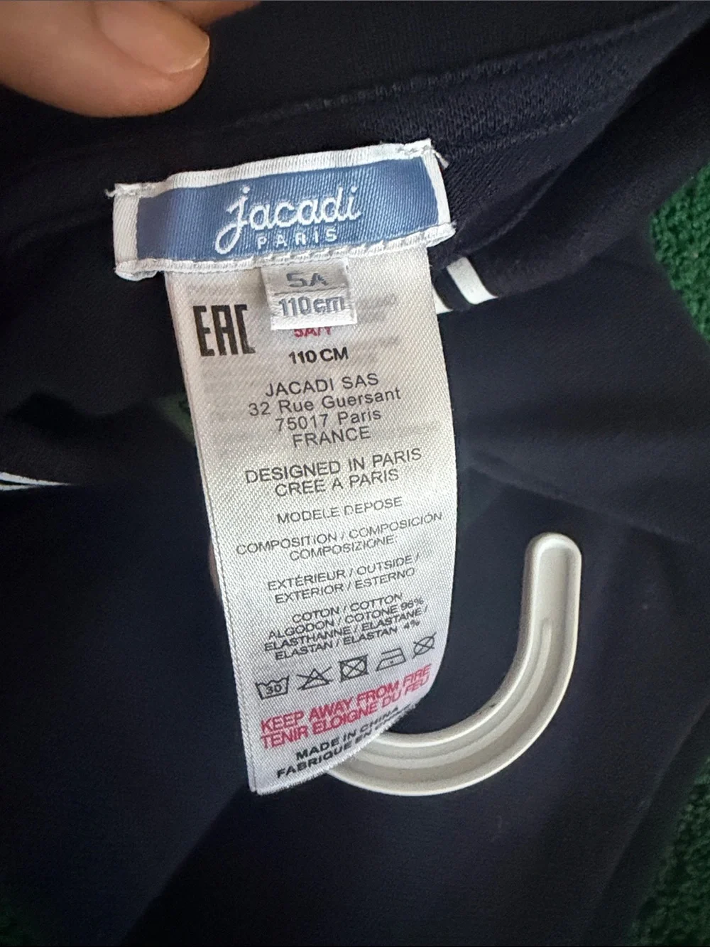 Jacadi Navy Polo-Style Girls Dress stretch soft 5T